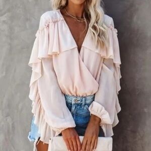 NWT Skylar Rose Pink Ruffled Bodysuit